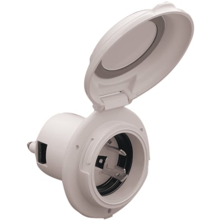 Parkpower By Marinco Park Power 304ELBRV Power Inlet, 30A White Contoured 304EL-BRV